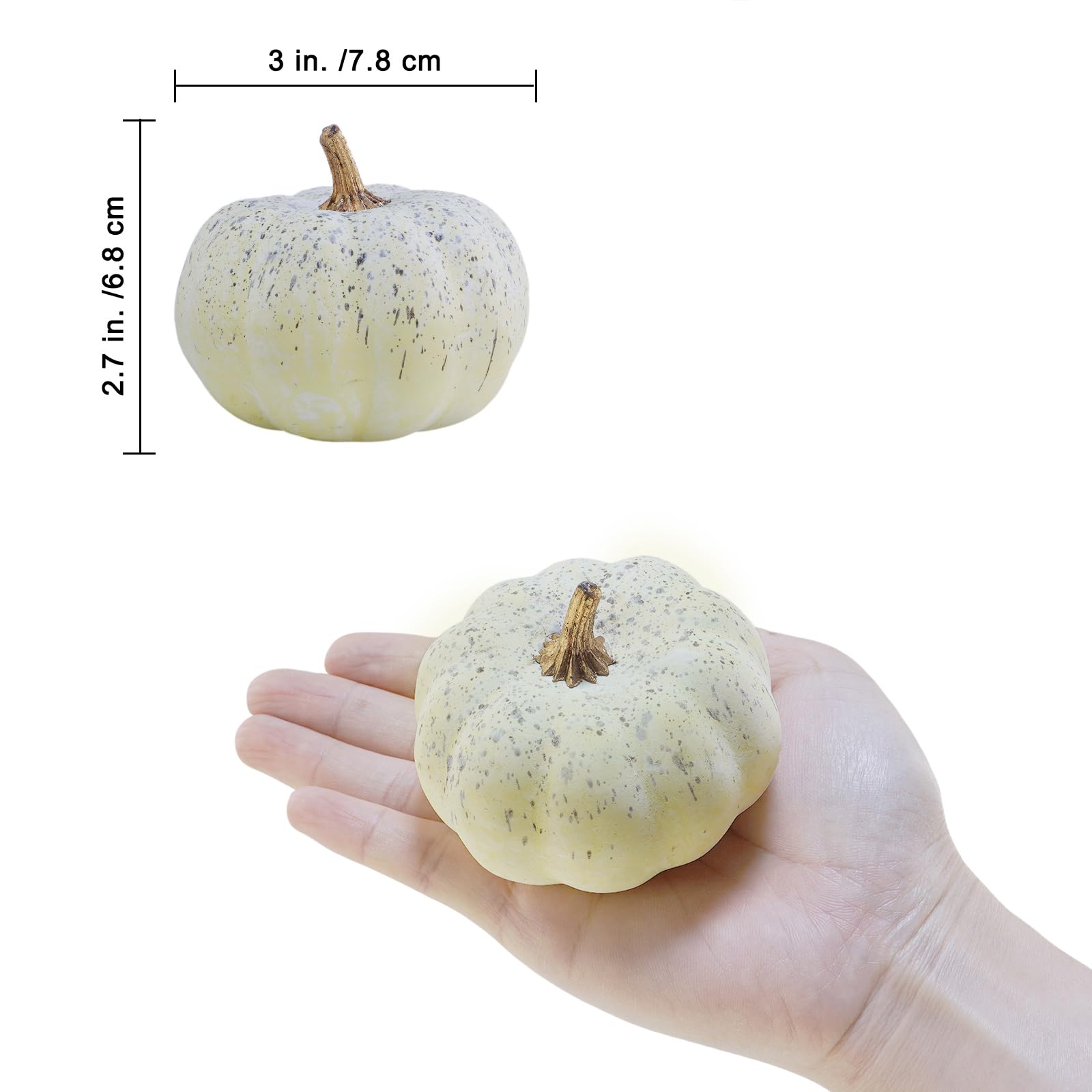 Winlyn 12 Pcs Small Artificial Cream Pumpkins Decorative Pumpkins Foam Pumpkins for Fall Harvest Wedding Baby Shower Thanksgivin